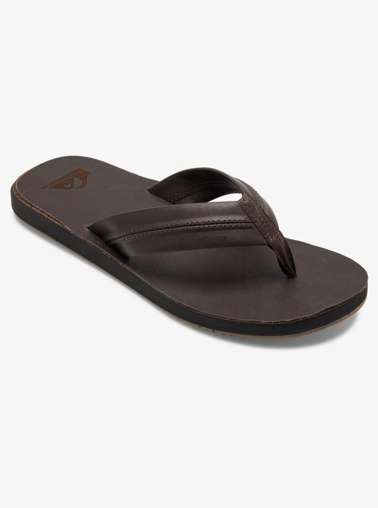 Mens Carver Natural Leather Sandals - Brown - Quiksilver Singapore 