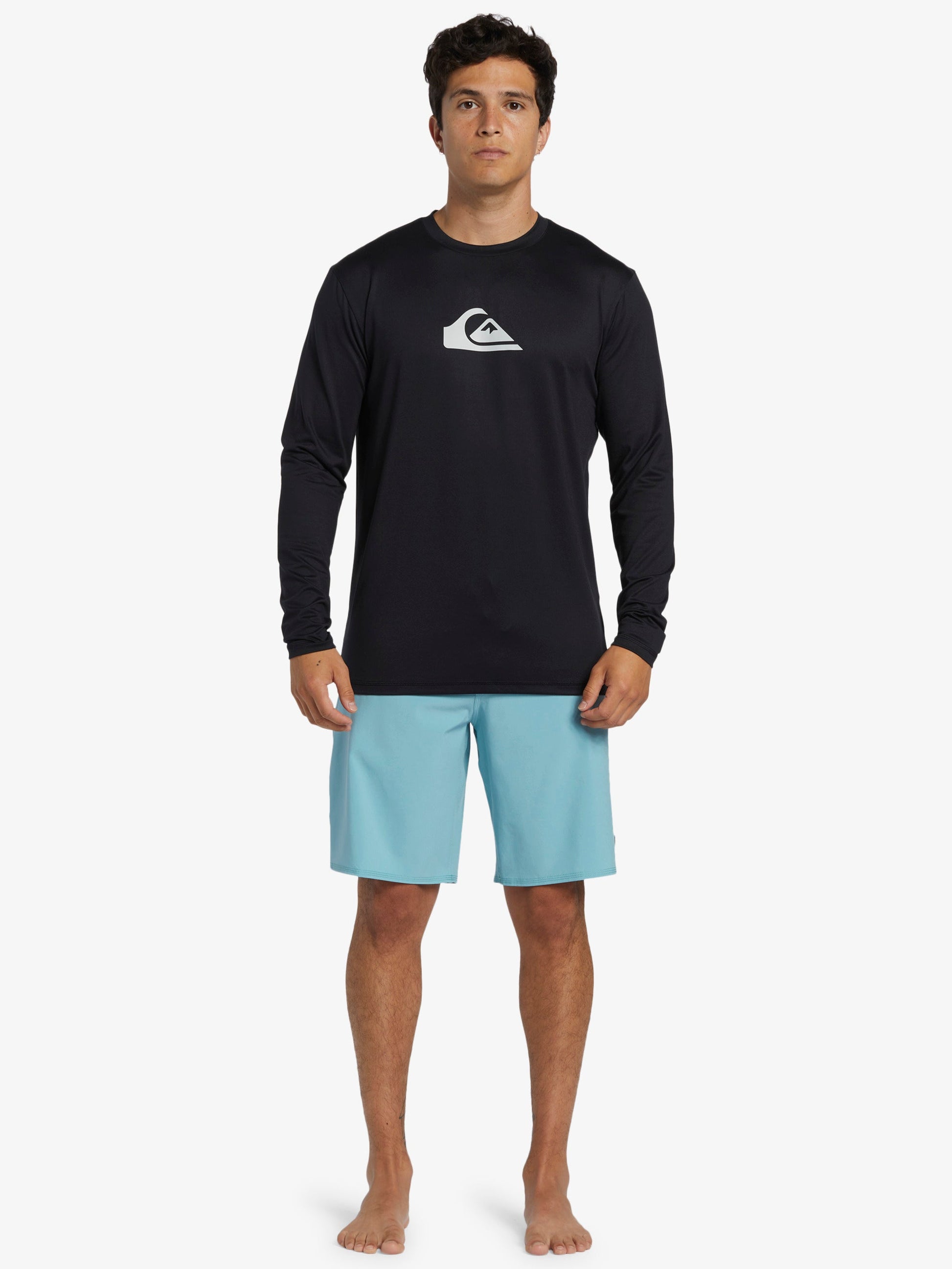 Mens Solid Streak Long Sleeve UPF 50 Surf T-Shirt - Quiksilver Singapore 